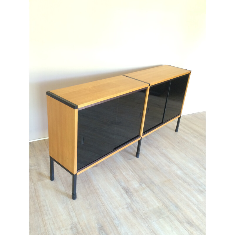 Sideboard in oak and glass, ARP - 1950s