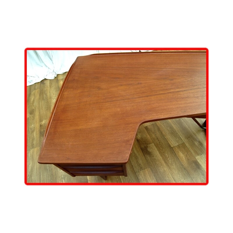 Danish boomerang teak desk by P. Lovig Nielsen - 1960s 