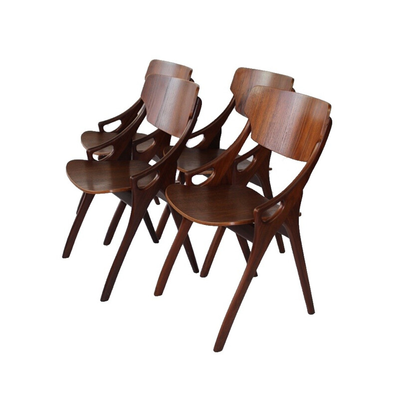 Suite de 4 Chaises à repas vintage d'Arne Hovmand Olsen pour Mogens Kold Furniture - 1950