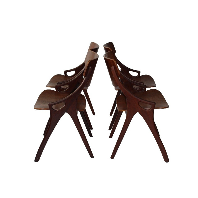 Suite de 4 Chaises à repas vintage d'Arne Hovmand Olsen pour Mogens Kold Furniture - 1950