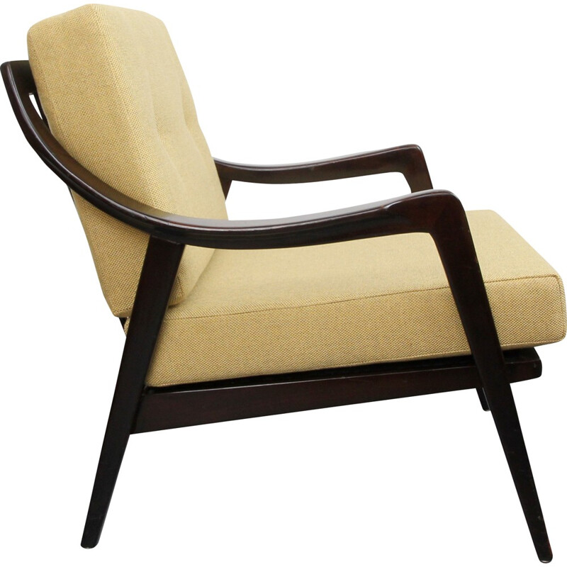 Vintage Duitse massief houten fauteuil - 1950