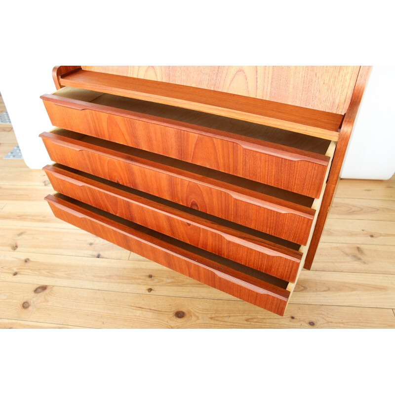 Vintage teak secretary, 4 drawers - 1960s