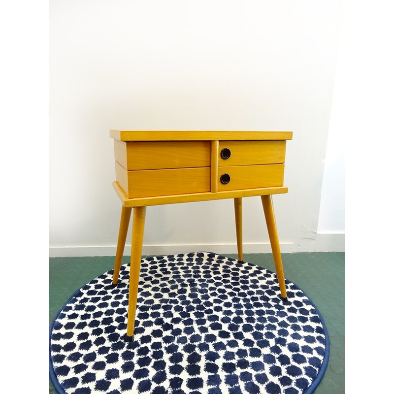 Vintage sewing box in wood - 1950s