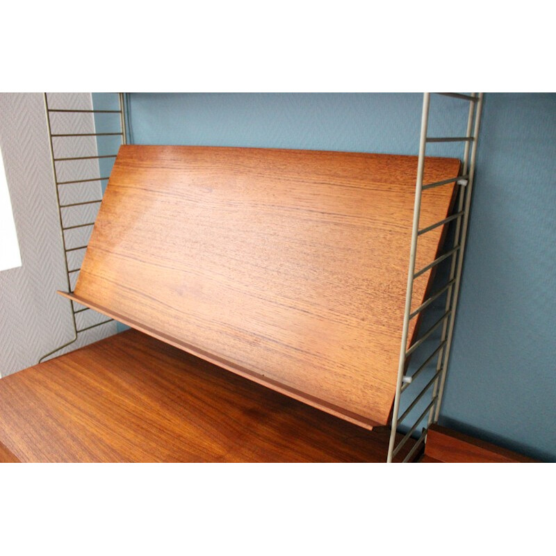 Wall storage system in teak produced by String - 1960s