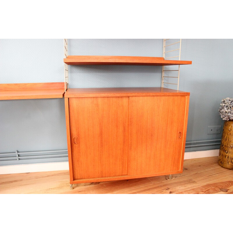 Wall storage system in teak produced by String - 1960s