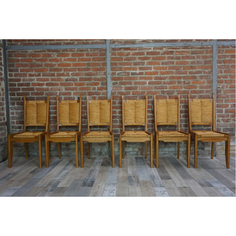 Suite de 6 chaises vintage de Guillerme et Chambron pour votre maison - 1950