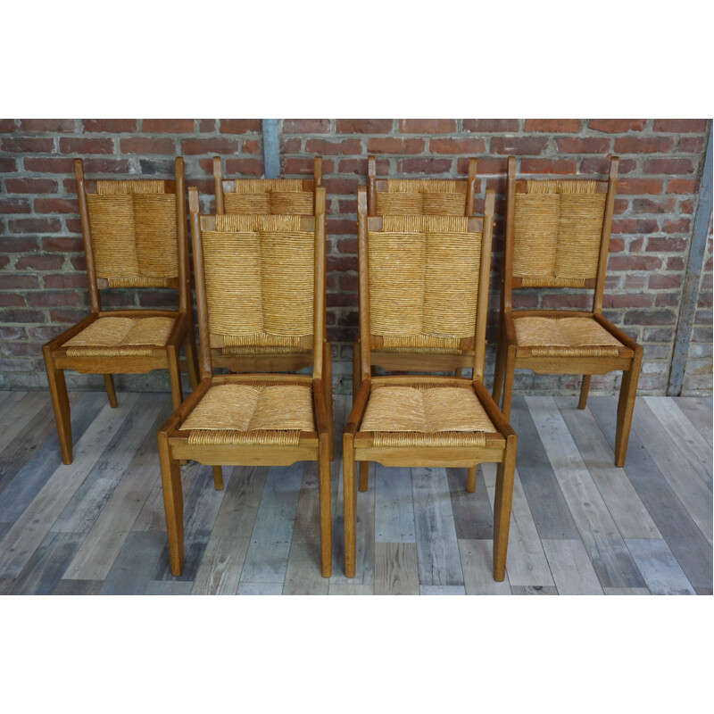 Set of 6 Chairs vintage by Guillerme and Chambron for votre maison - 1950s
