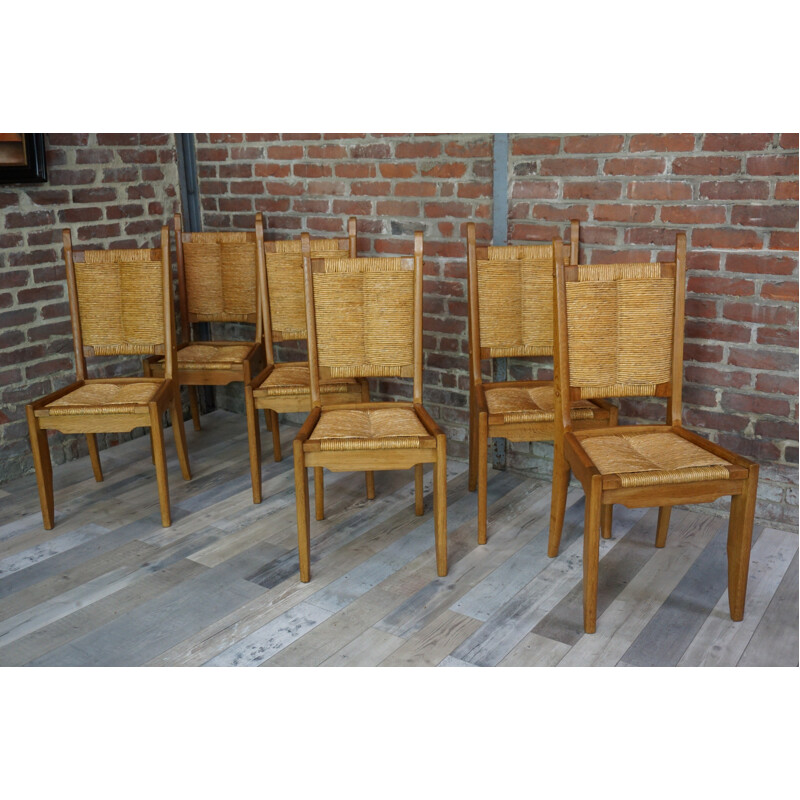 Suite de 6 chaises vintage de Guillerme et Chambron pour votre maison - 1950