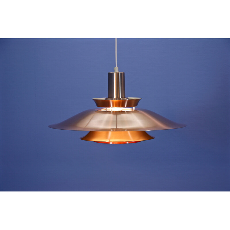 Vintage scandinavian pendant light in aluminium - 1960s