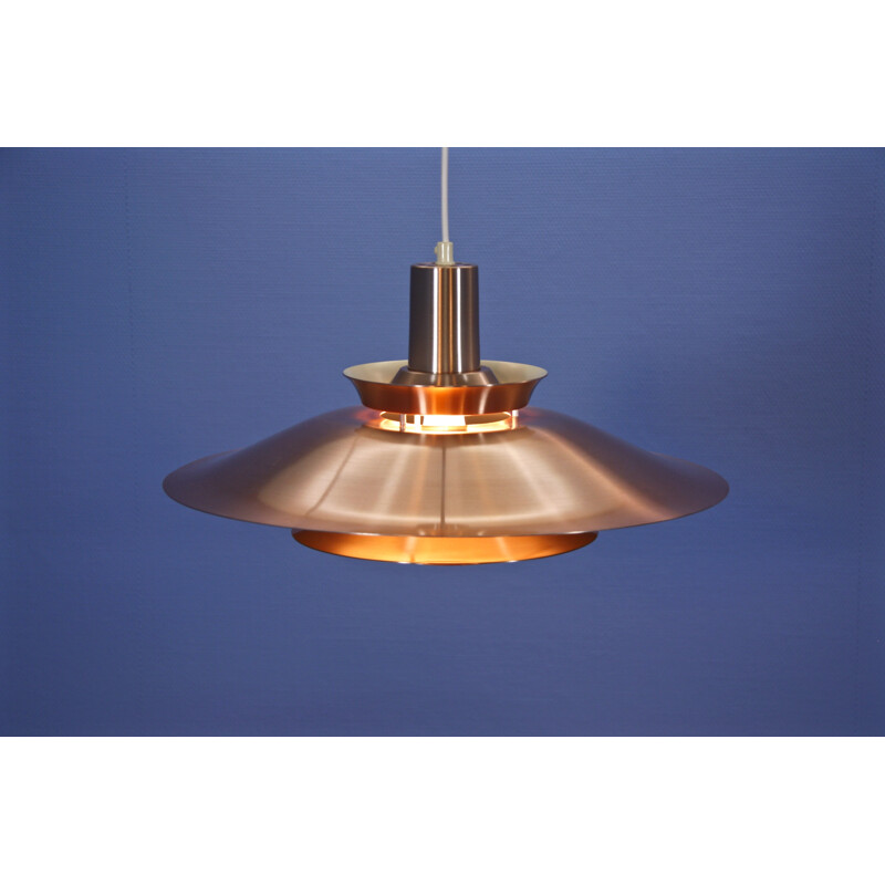 Vintage scandinavian pendant light in aluminium - 1960s