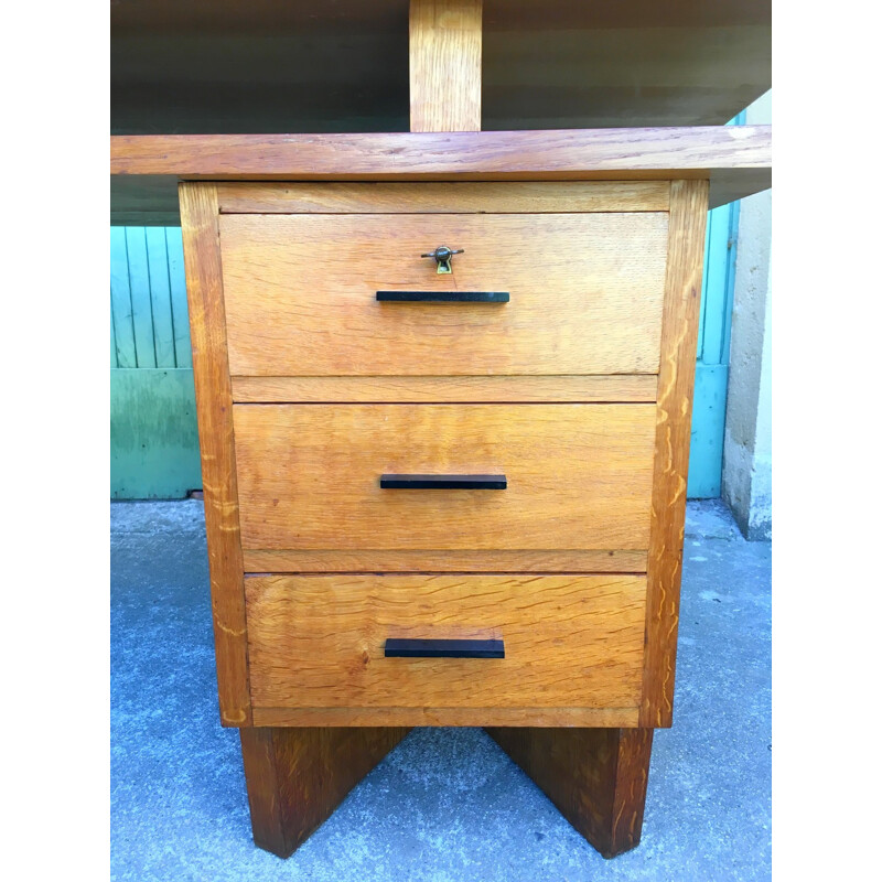 Oak vintage desk by Maurice Pré - 1950s