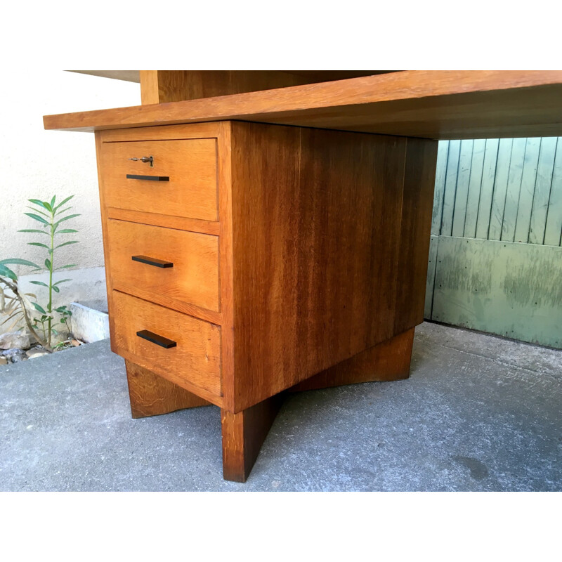 Oak vintage desk by Maurice Pré - 1950s
