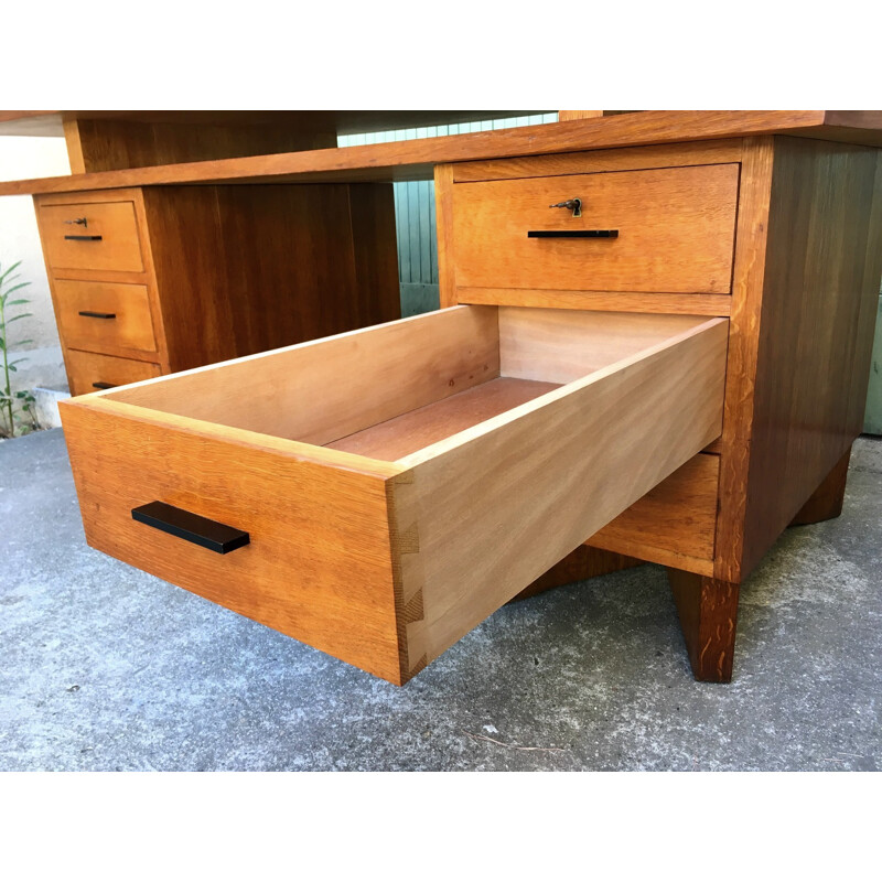 Oak vintage desk by Maurice Pré - 1950s