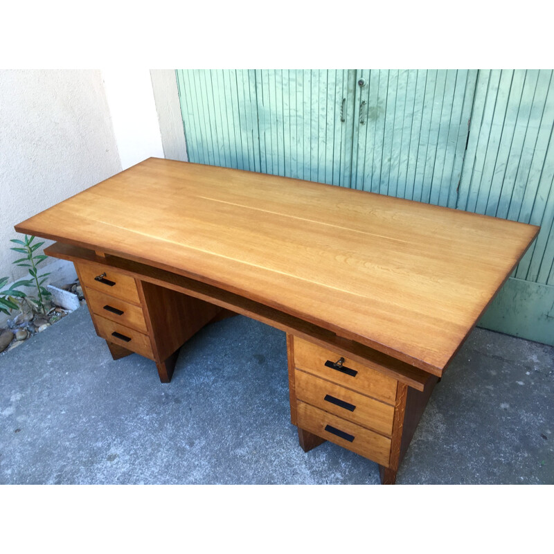 Oak vintage desk by Maurice Pré - 1950s