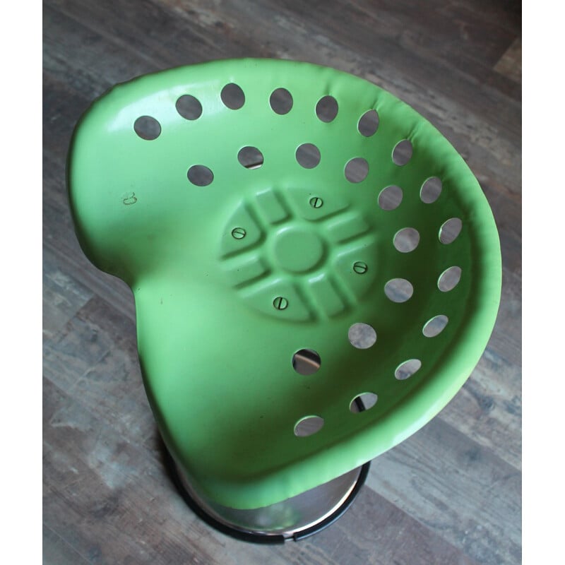 Vintage green stool Mirima by E.Fermigier & J.P Broc - 1970s