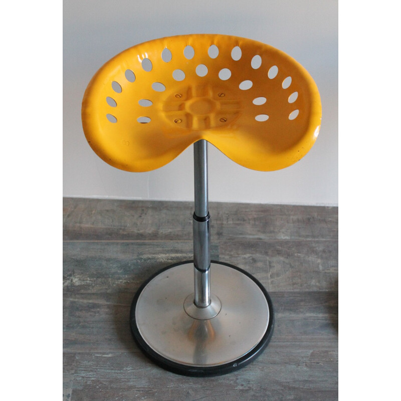 Vintage yellow stool Mirima by E.Fermigier & J.P Broc - 1970s