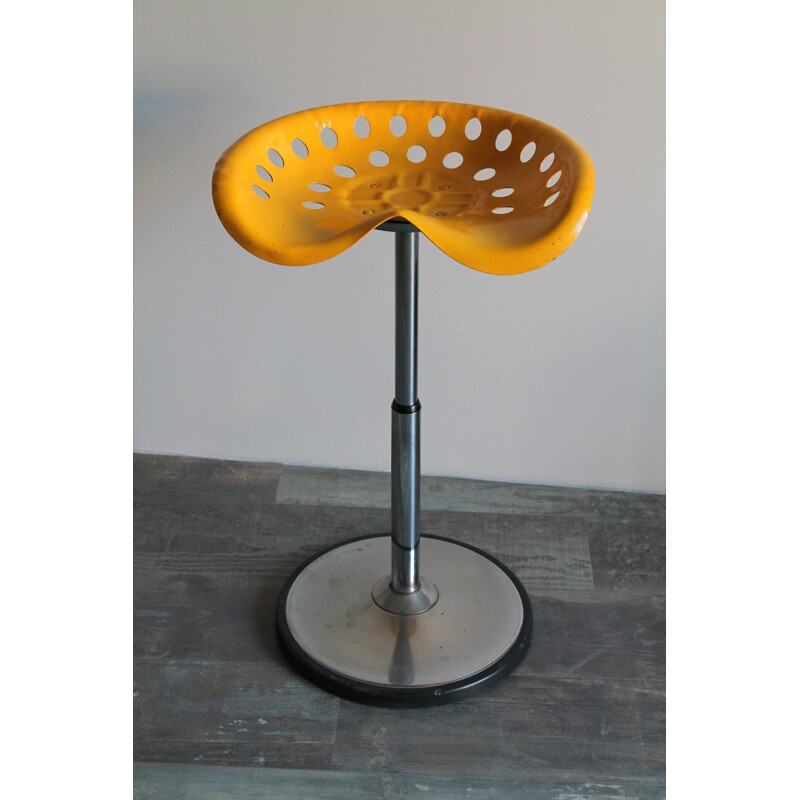 Vintage yellow stool Mirima by E.Fermigier & J.P Broc - 1970s