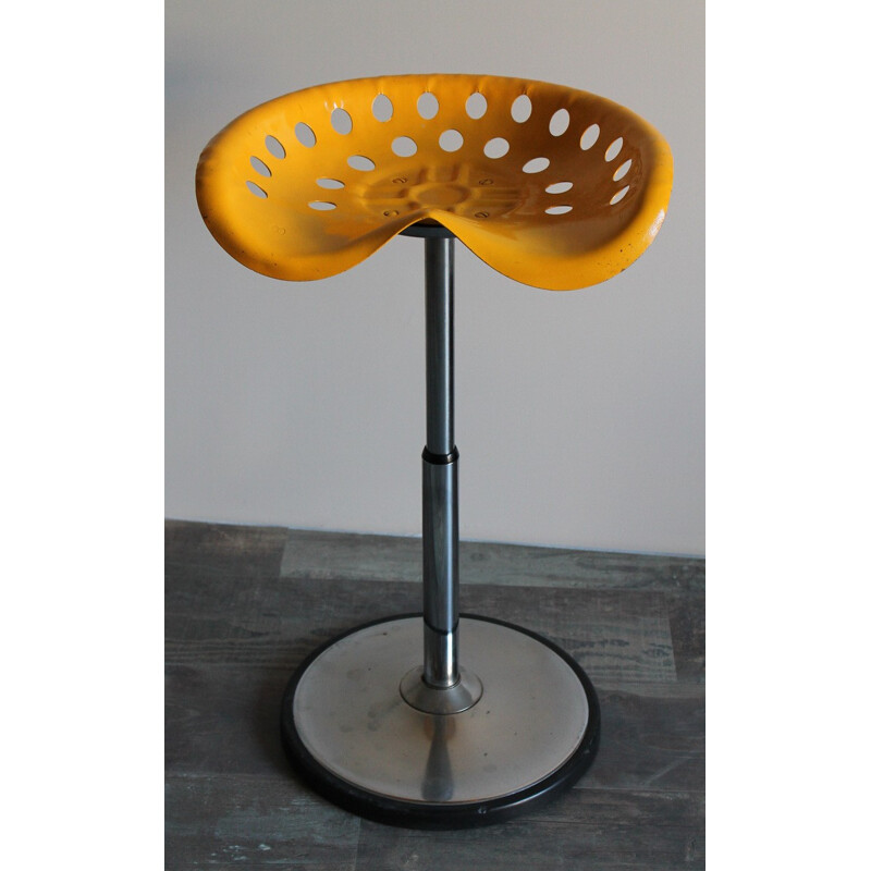 Vintage yellow stool Mirima by E.Fermigier & J.P Broc - 1970s