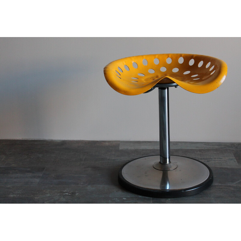 Vintage yellow stool Mirima by E.Fermigier & J.P Broc - 1970s