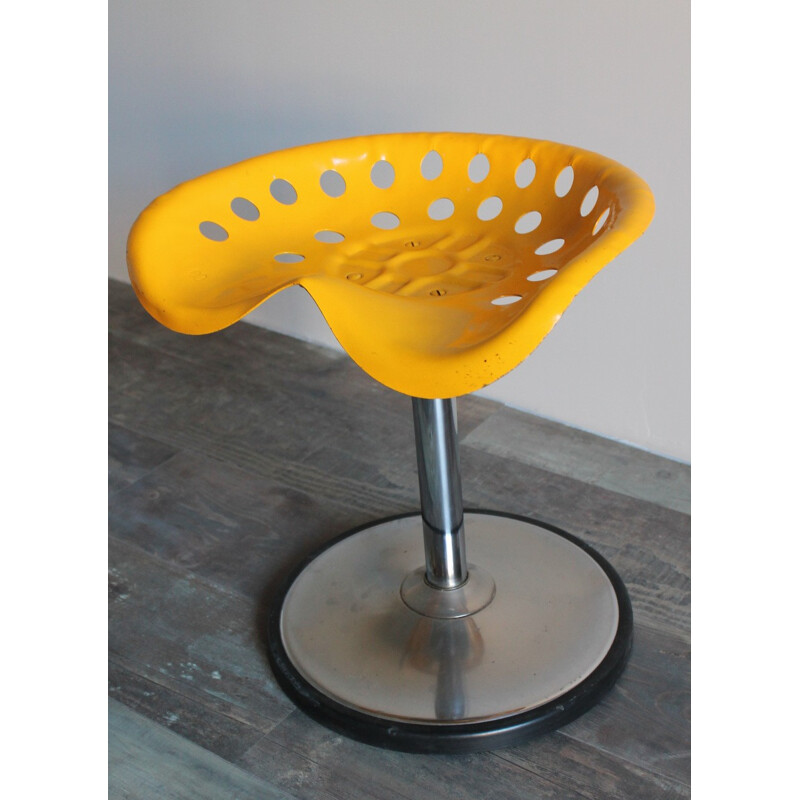 Vintage yellow stool Mirima by E.Fermigier & J.P Broc - 1970s