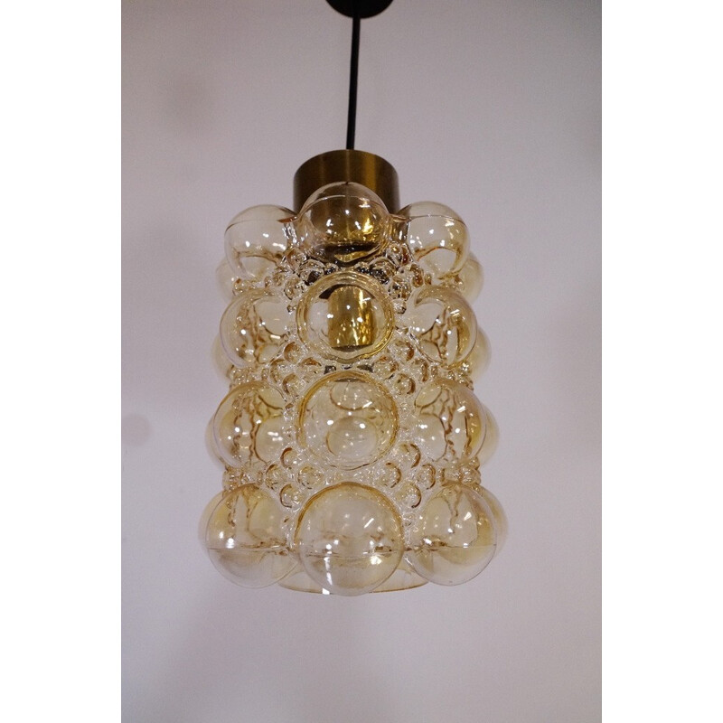 Vintage amber hanging lamp from Helena Tynell for Limburg Glashutte - 1960s