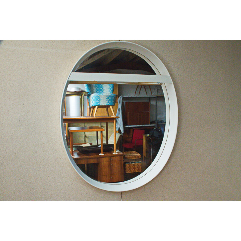 German oval mirror with white frame - 1970s