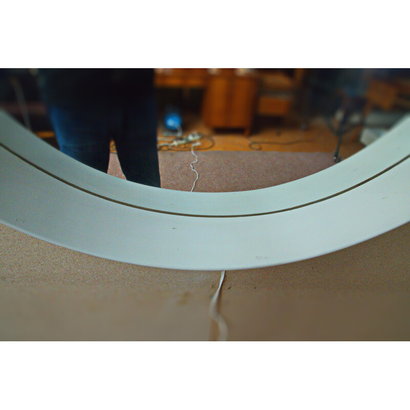 Miroir ovale allemand à cadre blanc - 1970