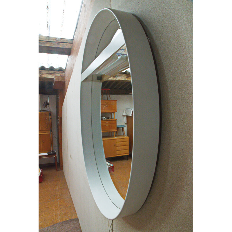 German oval mirror with white frame - 1970s