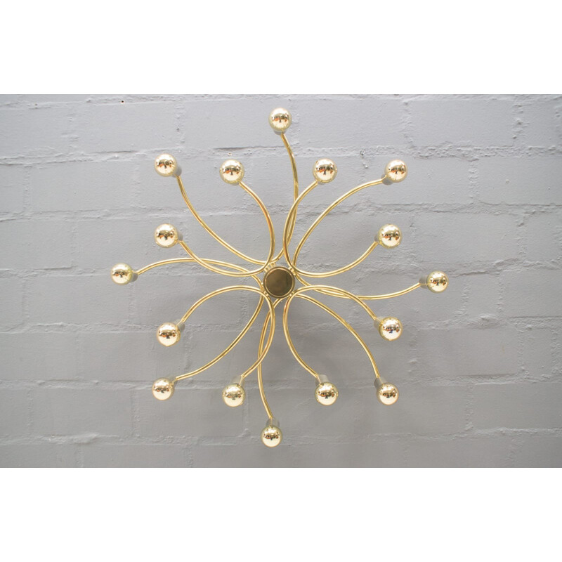 Vintage 18-light gilded ceiling lamp, 1960