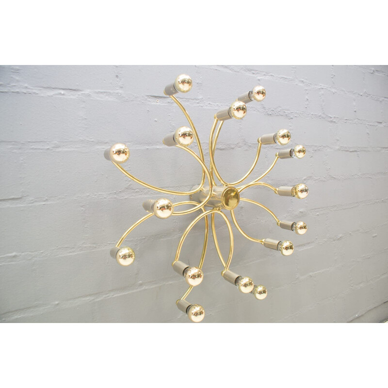 Vintage 18-light gilded ceiling lamp, 1960