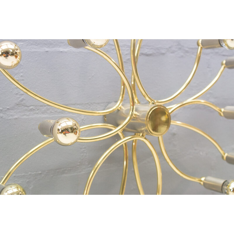 Vintage 18-light gilded ceiling lamp, 1960