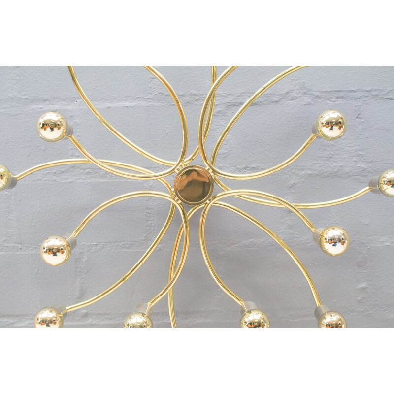 Vintage 18-light gilded ceiling lamp, 1960