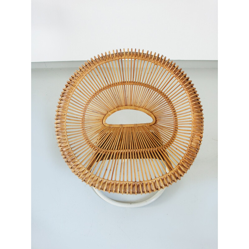 Rattan swivel chair by Janine Abraham, France - 1960s