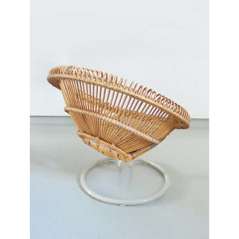 Rattan swivel chair by Janine Abraham, France - 1960s