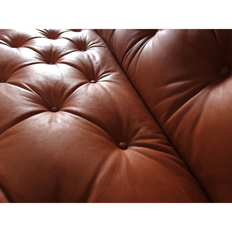 Daybed 'Loveseat' in cognac leather by Kho Liang Le for Artifort - 1960s