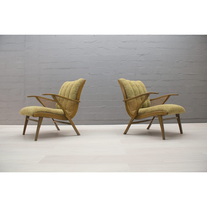 Pair of Vintage German green armchairs - 1950s