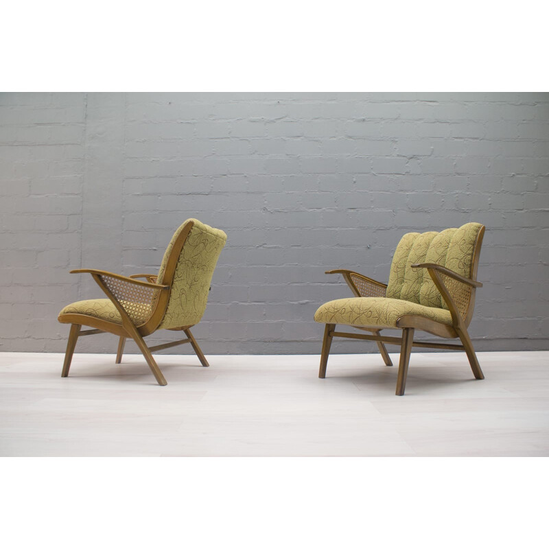 Pair of Vintage German green armchairs - 1950s