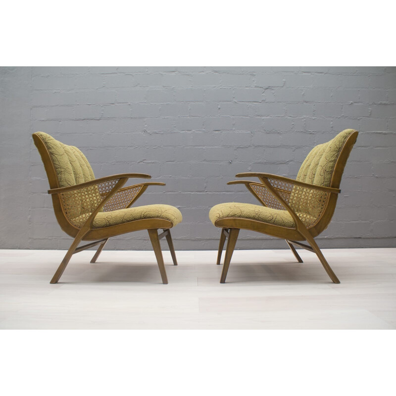 Pair of Vintage German green armchairs - 1950s