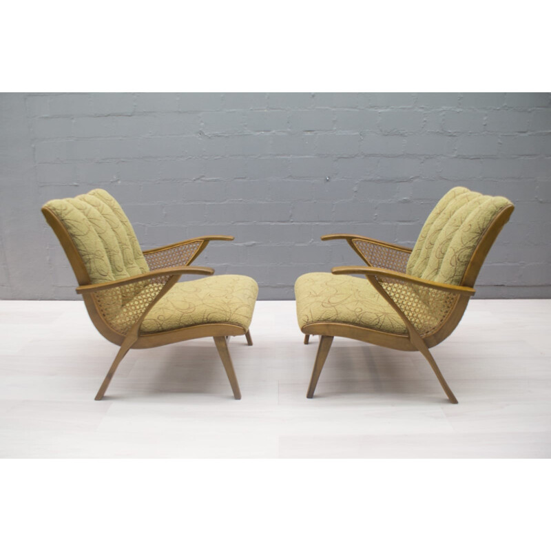 Paire de fauteuils vintage verts - 1950