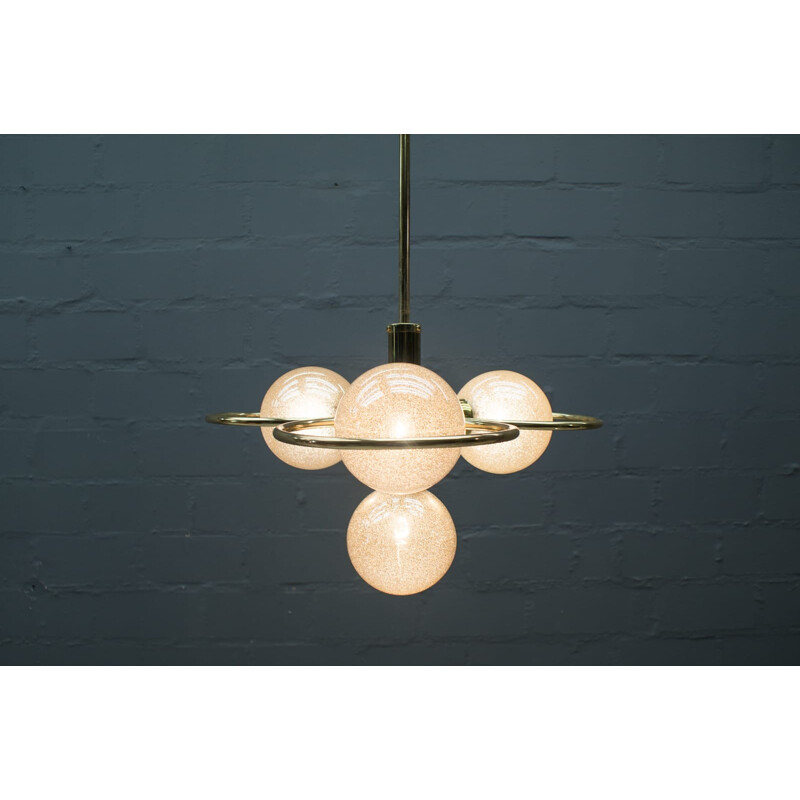 Vintage Hollywood Regency Orbit chandelier in brass - 1960s