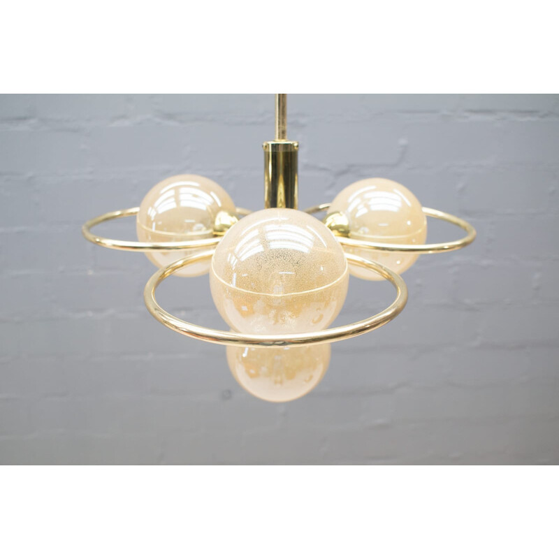 Vintage Hollywood Regency Orbit chandelier in brass - 1960s