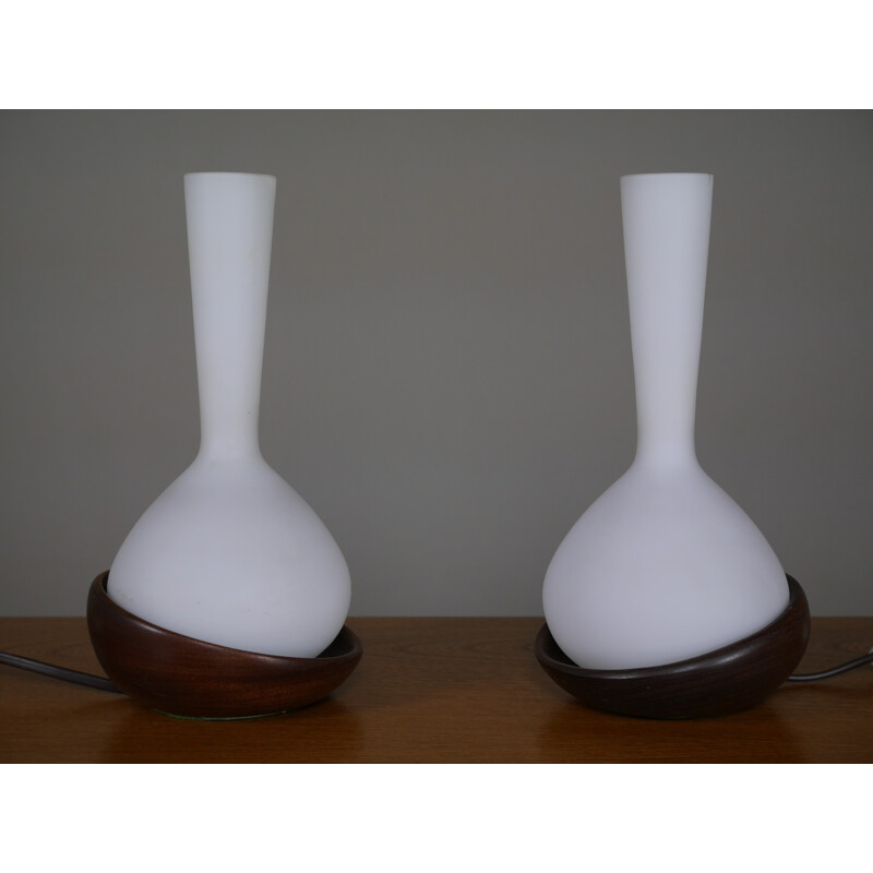 Pair vintage Scandinavian bedside lamps - 1960s