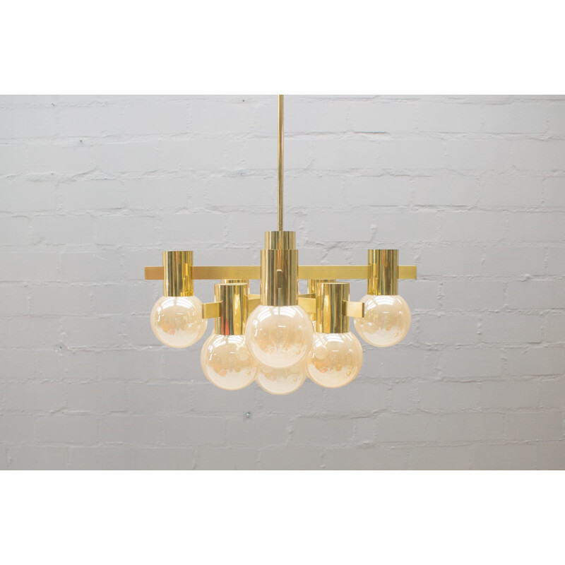 Brass and glass chandelier by Gaetano Sciolari - 1960s