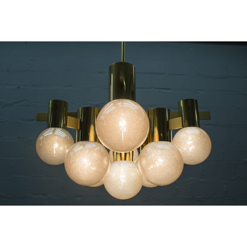 Brass and glass chandelier by Gaetano Sciolari - 1960s