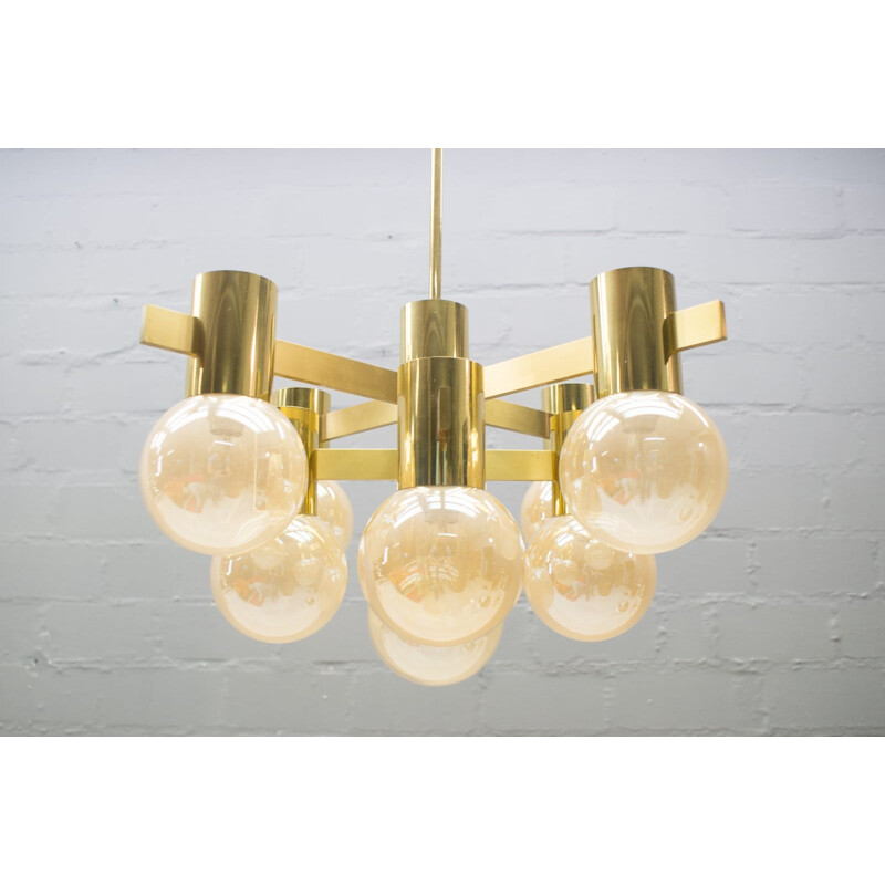 Brass and glass chandelier by Gaetano Sciolari - 1960s