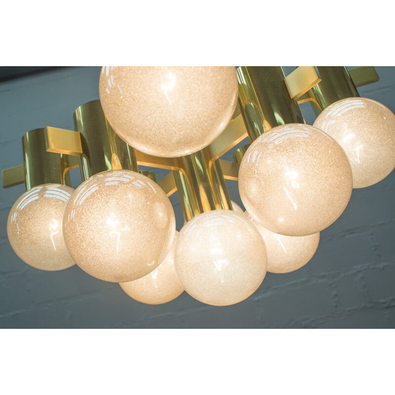 Brass and glass chandelier by Gaetano Sciolari - 1960s