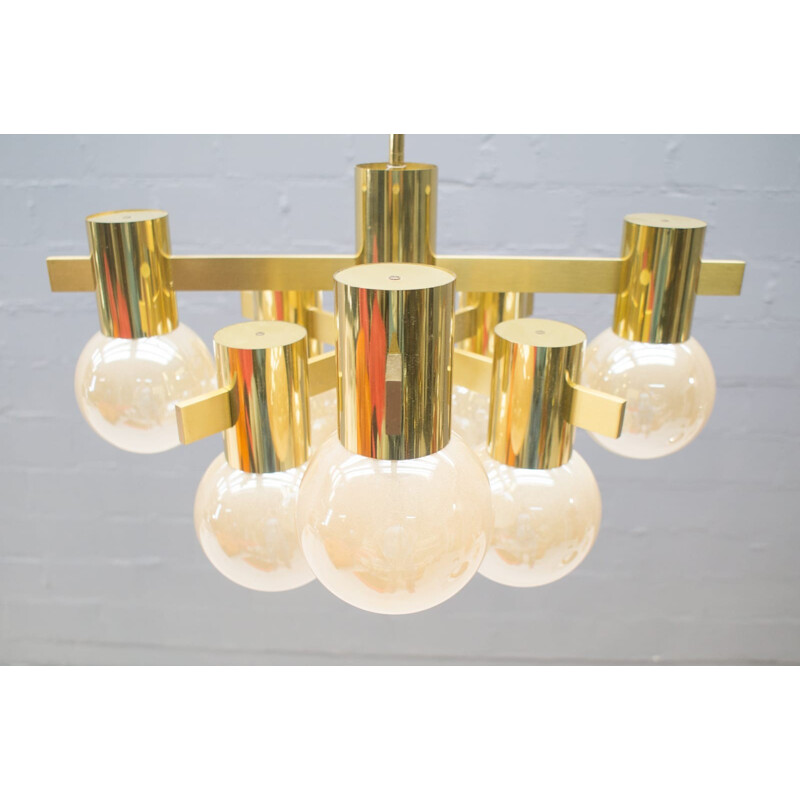 Brass and glass chandelier by Gaetano Sciolari - 1960s