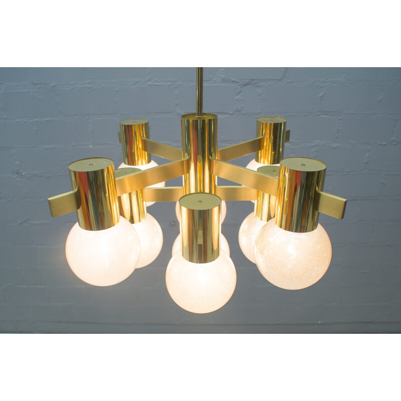 Brass and glass chandelier by Gaetano Sciolari - 1960s