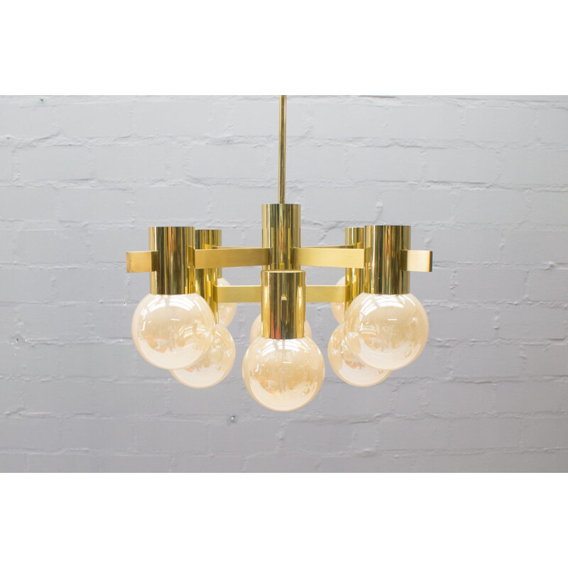 Brass and glass chandelier by Gaetano Sciolari - 1960s