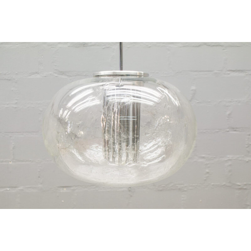 Vintage pendant light in hand-blowed glass by Doria Leuchten - 1960